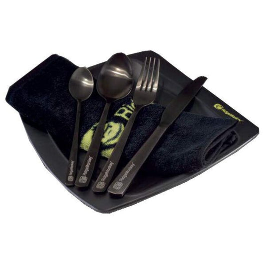 Ridge Monkey SQ DLX Plate Sets, Galda piederumu, šķīvja un dvieļa komplekts - Standarta un Lielais