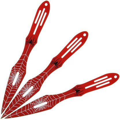 Anglo Arms Set of 3 Spider Style Throwing Knives, Metamie naži Spider man 3gab sarkani