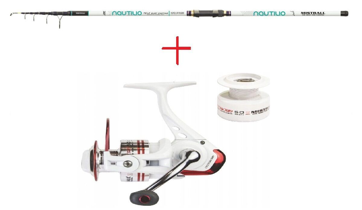 Tālmešanas jūras komplekts Mistrall NAUTILIO TELE SURF CASTING 4,20M 100-250G + MISTRALL ODYS 6000 FD