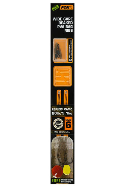 FOX Gatavās pavadiņas PVA maisiem , EDGES WIDE GAPE BEAKED PVA BAG RIGS