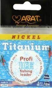 Agat Nickel Titanium Profi ICE fishing leader 12lb(5.4kg)/15см pavadiņa ziemas makšķerēšanai - 2gb