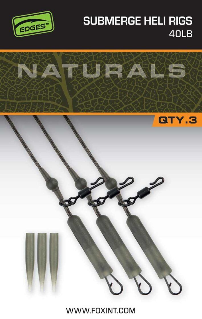 FOX EDGES™ NATURALS SUBMERGE HELI RIG LEADERS / Heli gatavās sistēmu pavadas 3gb. 30lb , 40lb