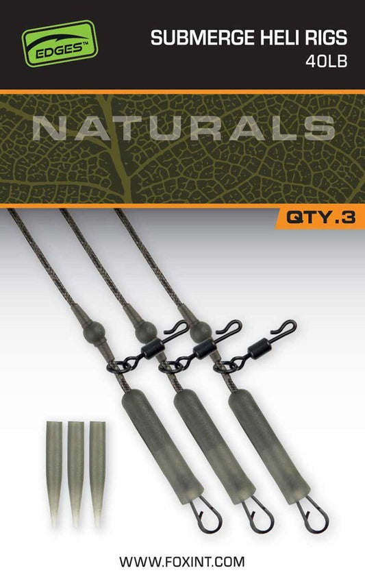 FOX EDGES™ NATURALS SUBMERGE HELI RIG LEADERS / Heli gatavās sistēmu pavadas 3gb. 30lb , 40lb