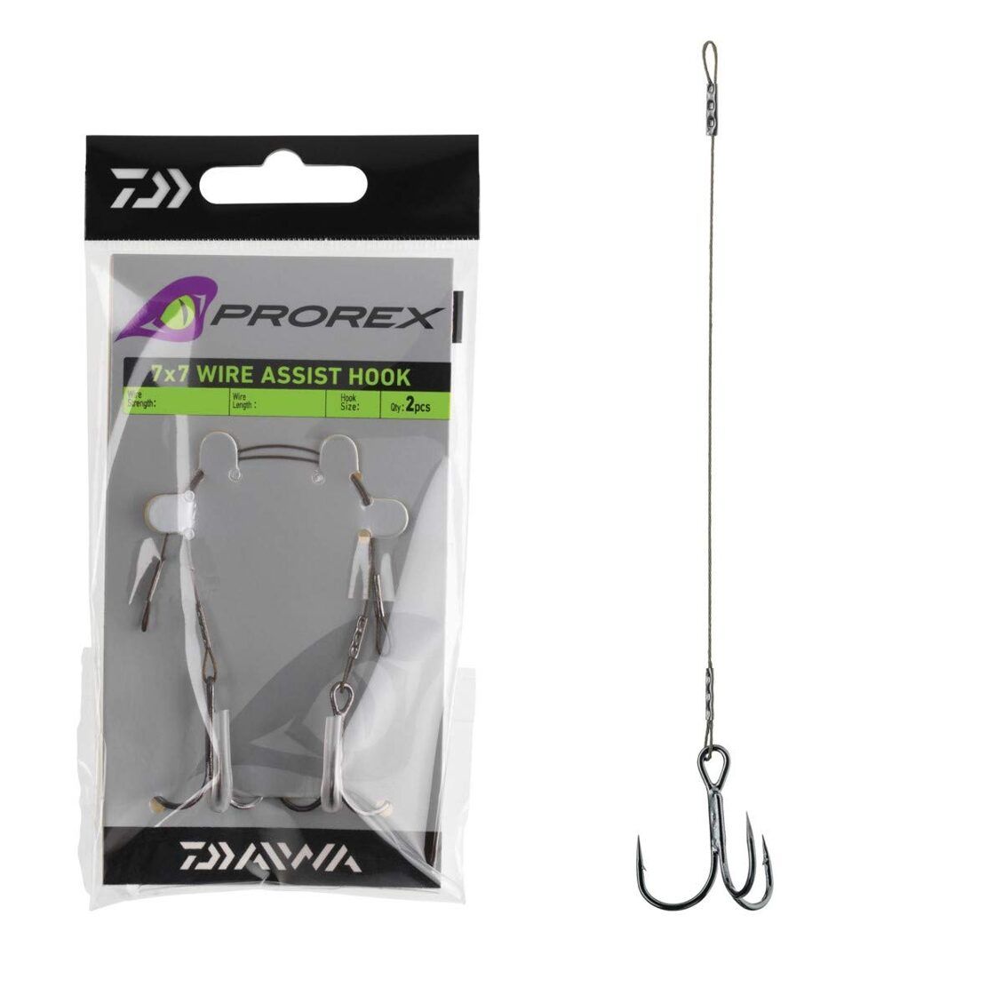 Daiwa Prorex 7x7 Wire Assist Hook 2gb. / Gatavās pavadas ar vienu trīsžuburu āķi / Stingers