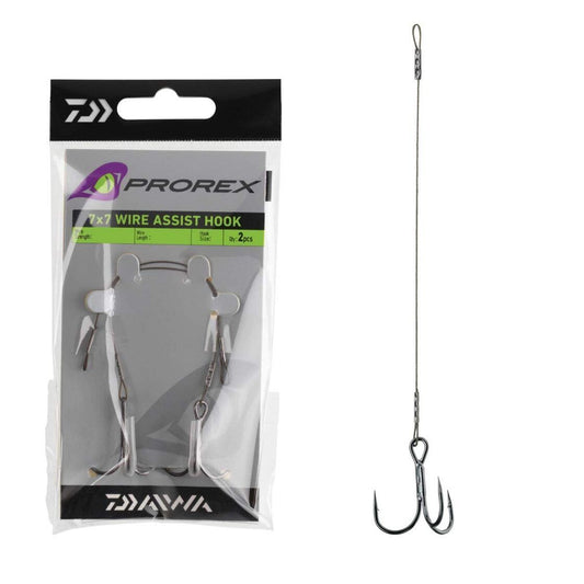 Daiwa Prorex 7x7 Wire Assist Hook 2gb. / Gatavās pavadas ar vienu trīsžuburu āķi / Stingers