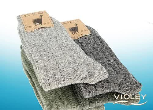 Alpaka Natural Cotton Socks , Vilnas Zeķes / Zaļā un Pelēkā krāsā / 43-46 izmērs