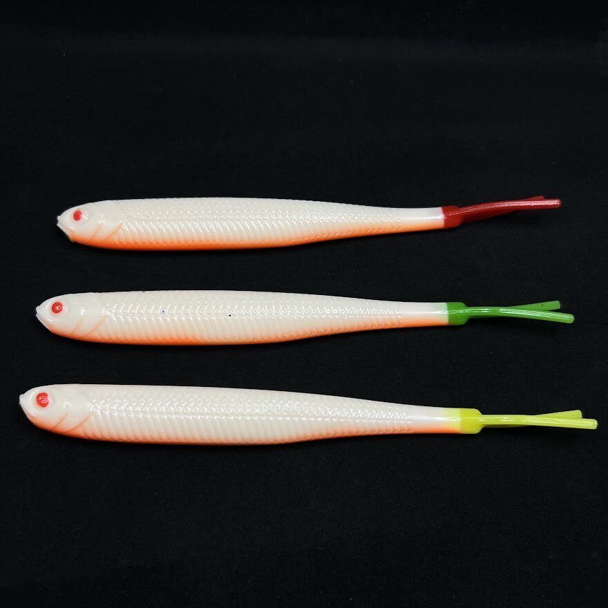 OSHELure Zander Tail Pelagic Dzeltenu Asti, 7" Silikona mānekļi Zandartiem