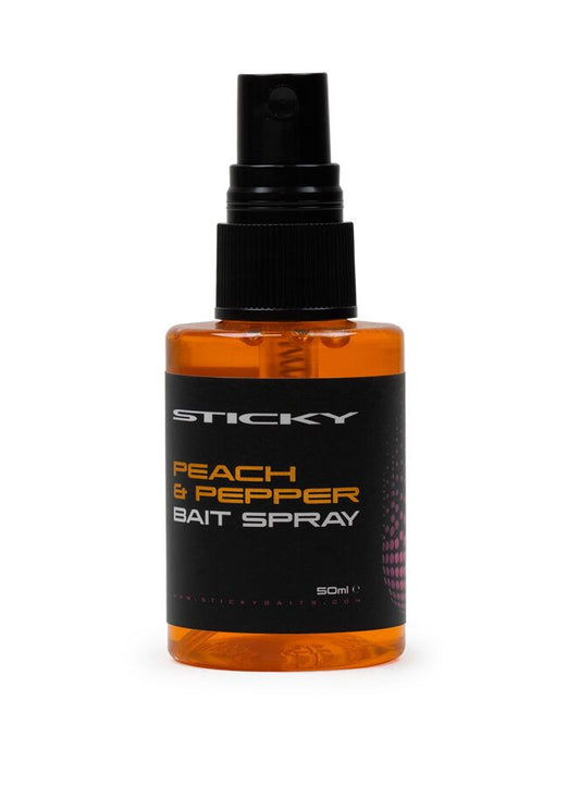 STICKY PEACH & PEPPER BAIT SPRAY, Persiku/Piparu garšas Ēsmas pūšamais šķidrums 50ml