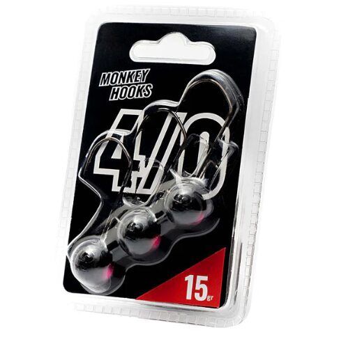 Jig Heads Monkey Hooks 4/0 Black - Pink