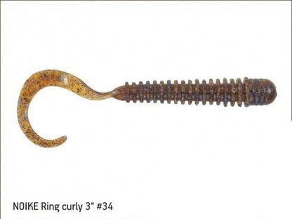 NOIKE BITEGUTS Ring Curly 3“ , Gumijas tārpveida māneklis 7.6cm - dažādas krāsas