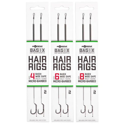 KORDA BASIX Ready Tied Hair Rigs Wide Gape , 2gab.
