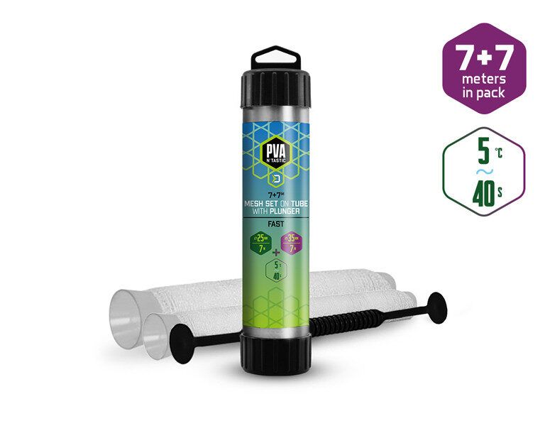Delphin siets PVA n’tastic QUICK SET 2in1  7m+7m - 25mm + 35mm / Mesh Delphin PVA n’tastic QUICK SET 2in1 / 7m+7m - 25mm + 35mm