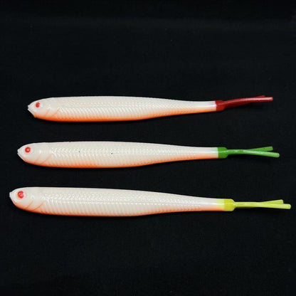 OSHELure Zander Tail Pelagic ar Sarkanu Asti, 7" Silikona mānekļi Zandartiem