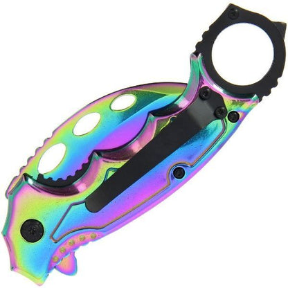 Anglo Arms Lock Knife 798 - Rainbow SS Handle with Wood Inlay (798) / Atveramais nazis