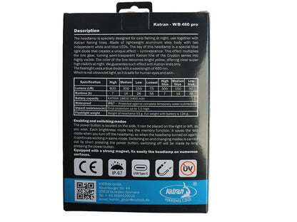 KATRAN galvas lukturis W/B 460lm PRO, ar zilo diodi