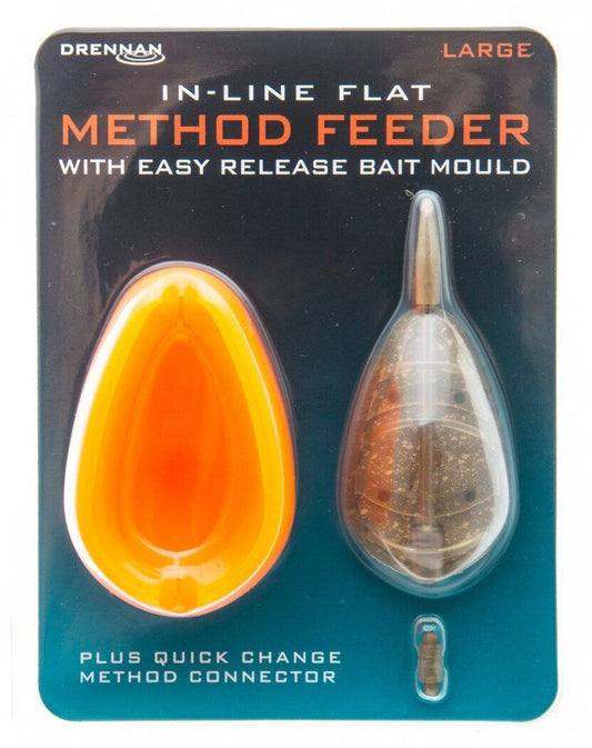 Drennan In Line Flat Method Feeder with Easy Release Bait Mould , LARGE