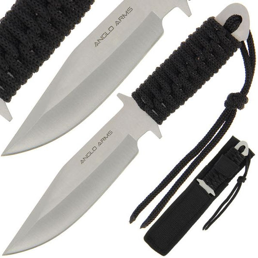 7 collu nazis ar striķa rokturi un maksti, Black Laced Knife with Sheath