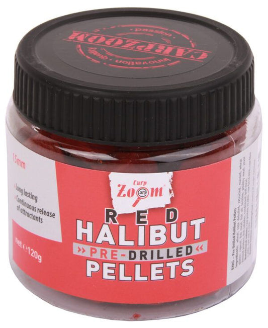 Carp Zoom Pre-Drilled Red Halibut Pellets, Gatavās peletes ar caurumu - 15mm/8mm
