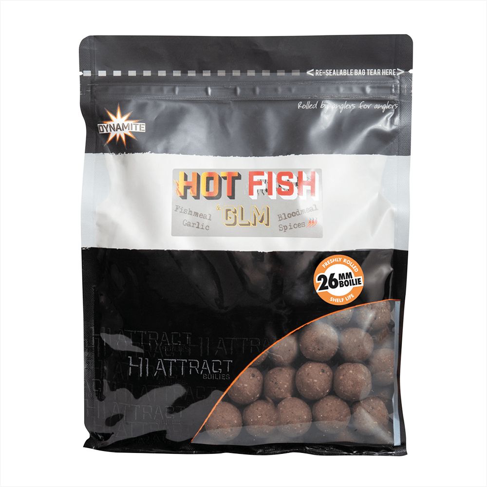 Dynamite baits 26mm Hot Fish & GLM Boilas, Asās boilas ar GLM 1kg