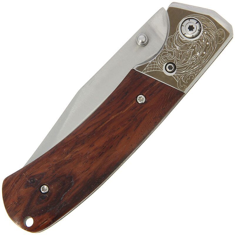 Anglo Arms Stainless Bolster with Zebra Wood Handle, Gravējuma dizaina nazis ar koka rokturi