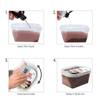 Daiwa Advantage Pellet Method Box Krill, Krila peletes ar likvīdu komplekts