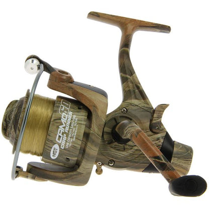 Angling Pursuits Camo 60 Carp runner karpu spole ar camo rakstu, auklu 12Lb, rezerves kaseti