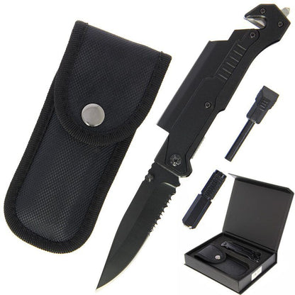 Anglo Arms Lock Knife With Torch & Firesteel / 6-1  komplekta nazis ar lāpu un ugunsdrošu tēraudu melnā kastītē