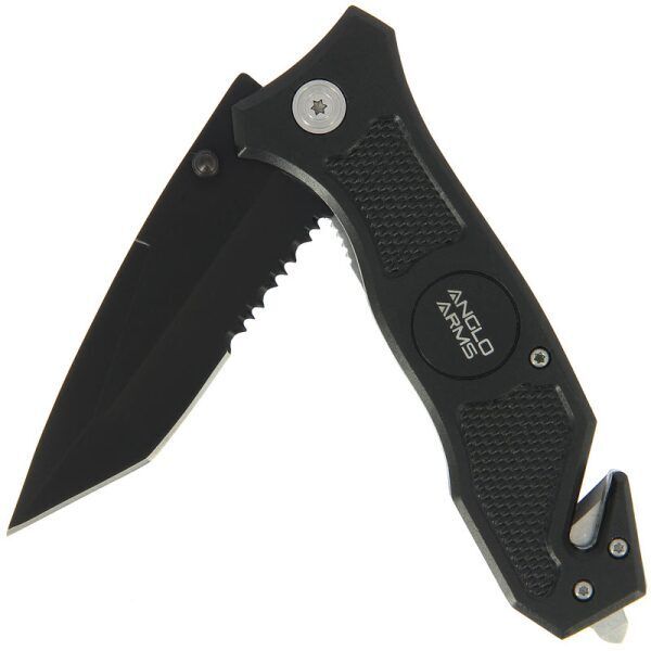 Anglo Arms multi lock knife, Melns atveramais nazis ar virves griezēju, zāģi, stikla sitamo