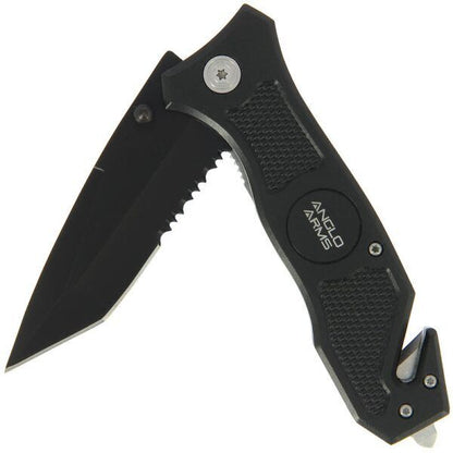 Anglo Arms multi lock knife, Melns atveramais nazis ar virves griezēju, zāģi, stikla sitamo