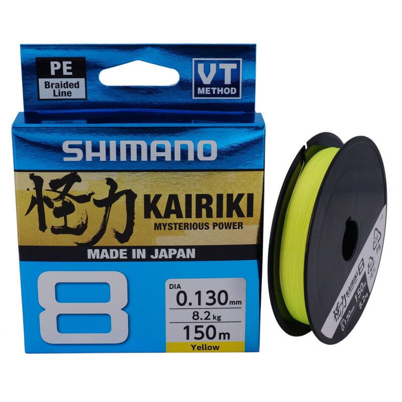 SHIMANO Kairiki 8 - 150m Yellow, Dzeltena pītā 8 dzīslu aukla - Dažādi izmēri