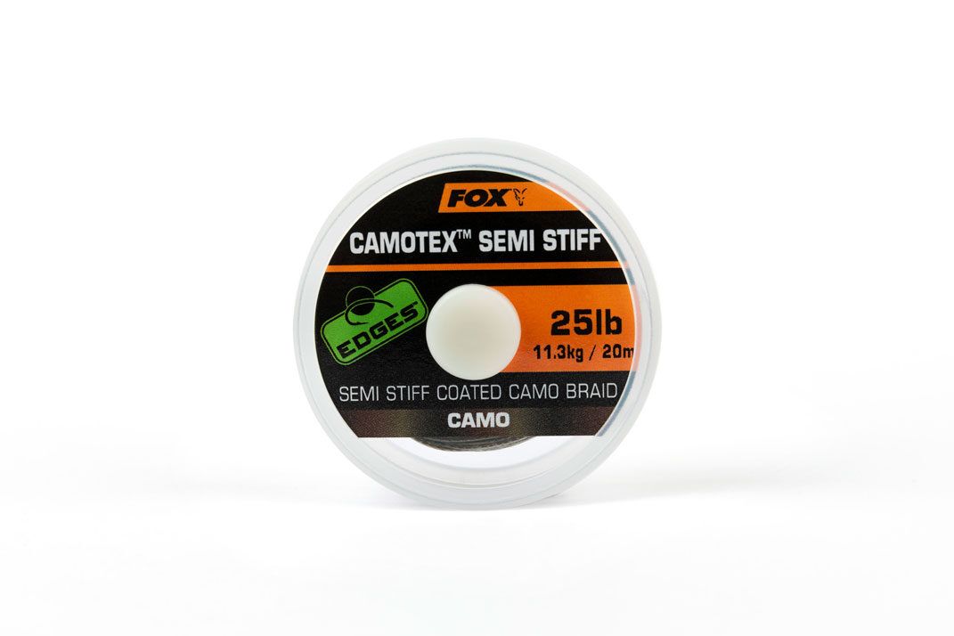 FOX EDGES CAMOTEX SEMI-STIFF, Vidēji cieta pārklājuma Pavadiņu materiāls 20lb/25lb/35lb