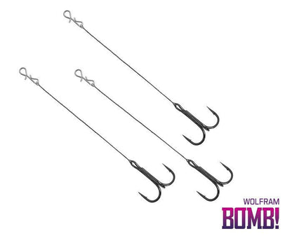 Delphin BOMB! Twisto RIGS Wolfram / 3pcs / Gatavās pavadas ar vienu trīsžuburu āķi / Stingers