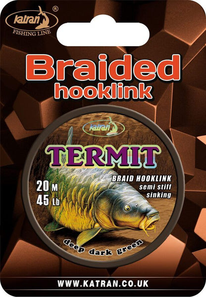 KATRAN Termit, pavadiņu materiāls. Braid hooklink 25lb/35lb/45lb