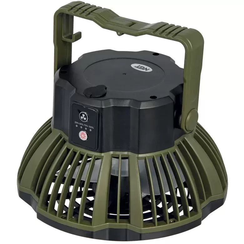 NGT XL Fan - USB Rechargeable Fan with Light and Powerbank, NGT telts fēns ar powerbanku