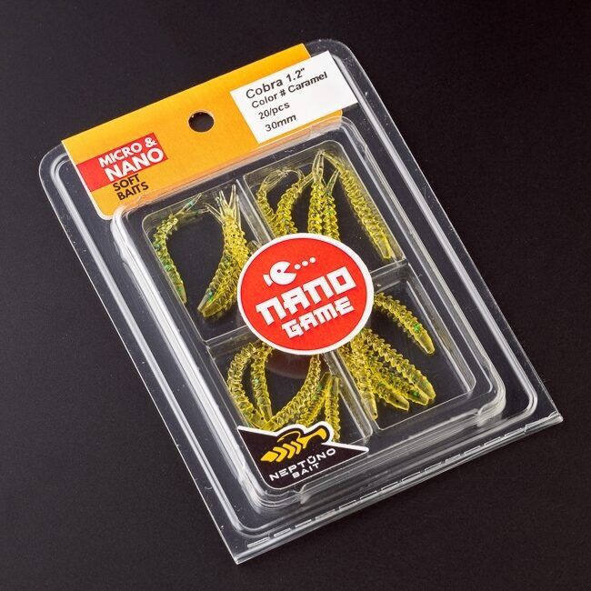 NEPTUNO BAIT Cobra 1.2" nano jig, nano džiga gumijas visa veida zivju makšķerēšanai