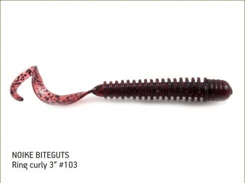 NOIKE BITEGUTS Ring Curly 3“ , Gumijas tārpveida māneklis 7.6cm - dažādas krāsas