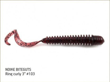 NOIKE BITEGUTS Ring Curly 3“ , Gumijas tārpveida māneklis 7.6cm - dažādas krāsas