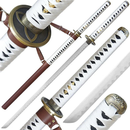Faux Leather Straight Sword Set , Tērauda Zobena replika no filmas Walking Dead