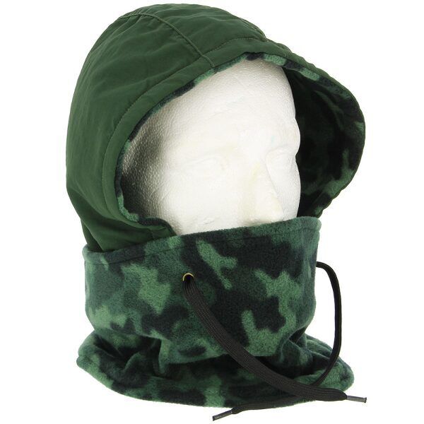 NGT Deluxe Camo Snood Kamuflāžas Kapuce medībām un makšķerēšanai ar sejas sargu.